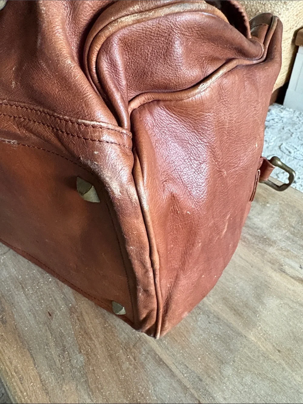Leather Weekender Bag - Brown